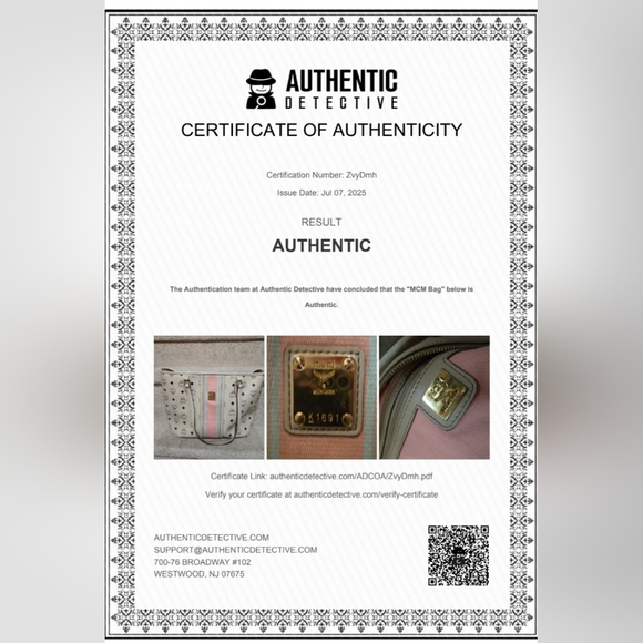 MCM Beige & Pink Stripe Shoulder Bag w/Certificate of Authenticity - Picture 3 of 15